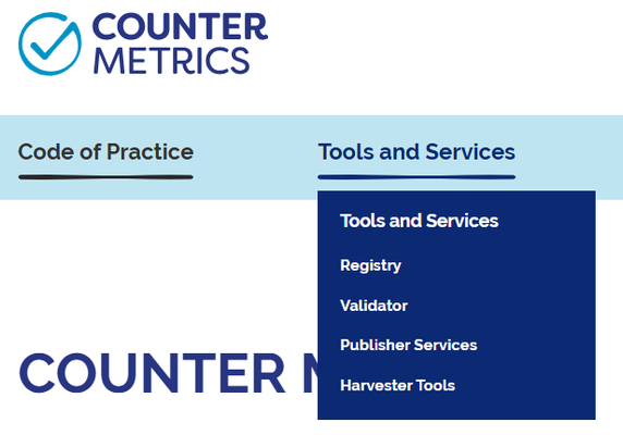 The new Tools and Services menu links to the Registry, the Validator, Publisher Services, and Harvester Tools